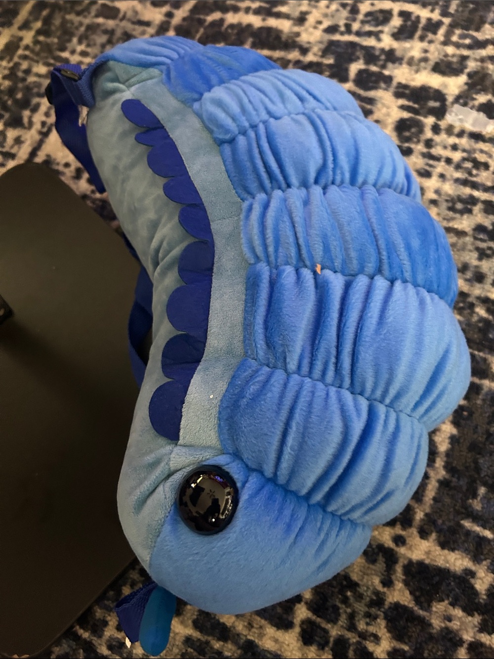 Blue Velvet Trilobite Accent Pillow - Plush Sculptural Home Accent